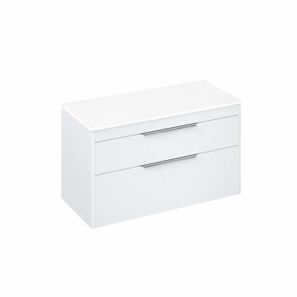 Shoreditch 100cm double drawer Matt White with White Worktop